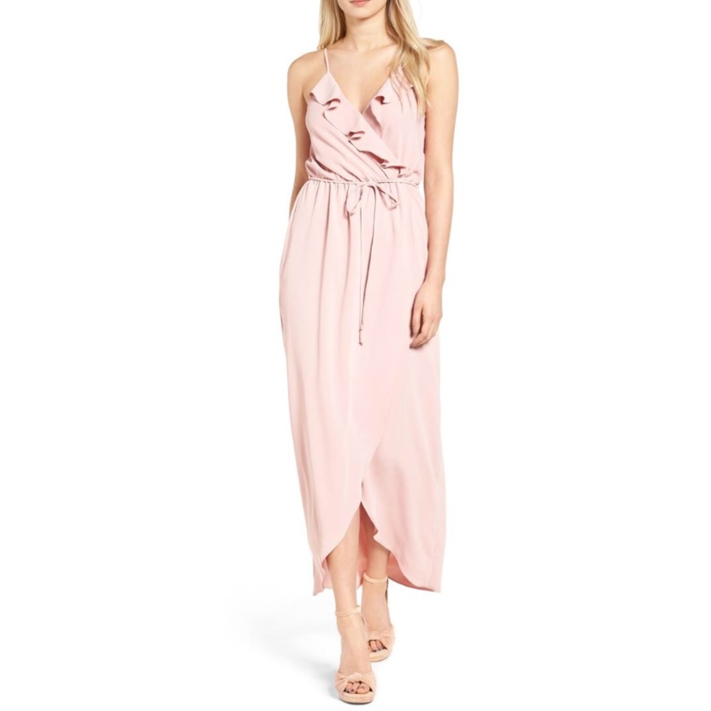 Everly Pink Ruffle Wrap Dress